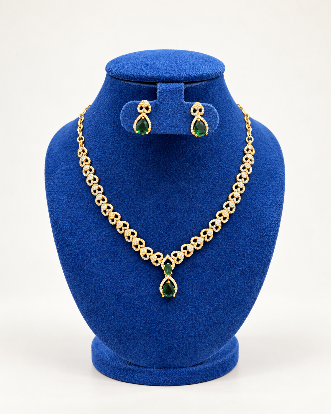 Heart Link Teardrop Necklace Set with Earrings