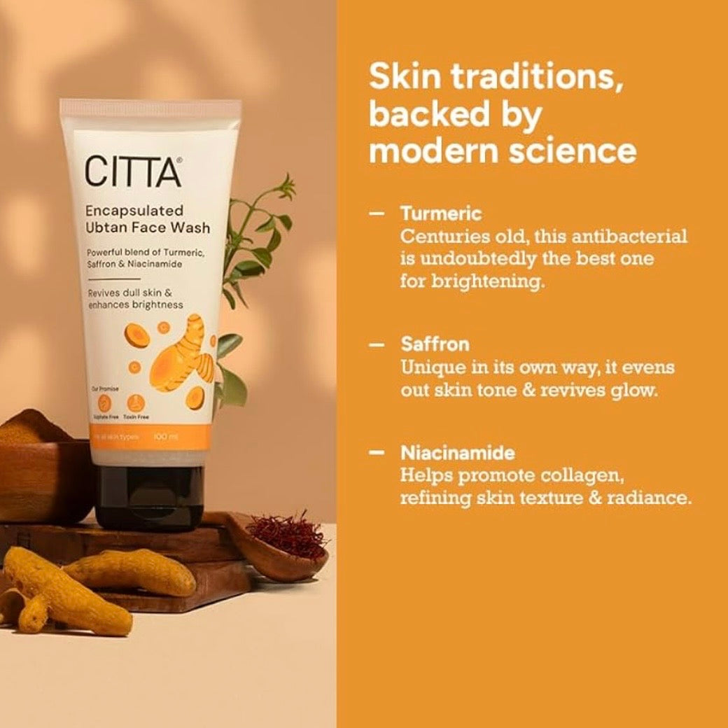 CITTA Encapsulated Ubtan Face Wash (Saffron & Turmeric) | 100ml