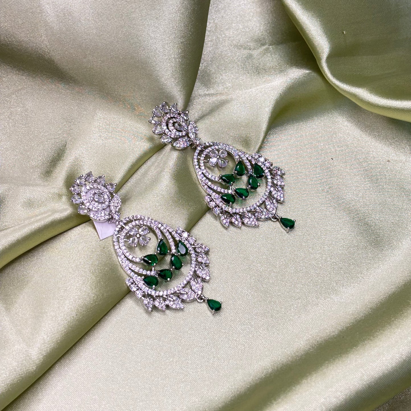 Mint Floral Chandelier Earrings