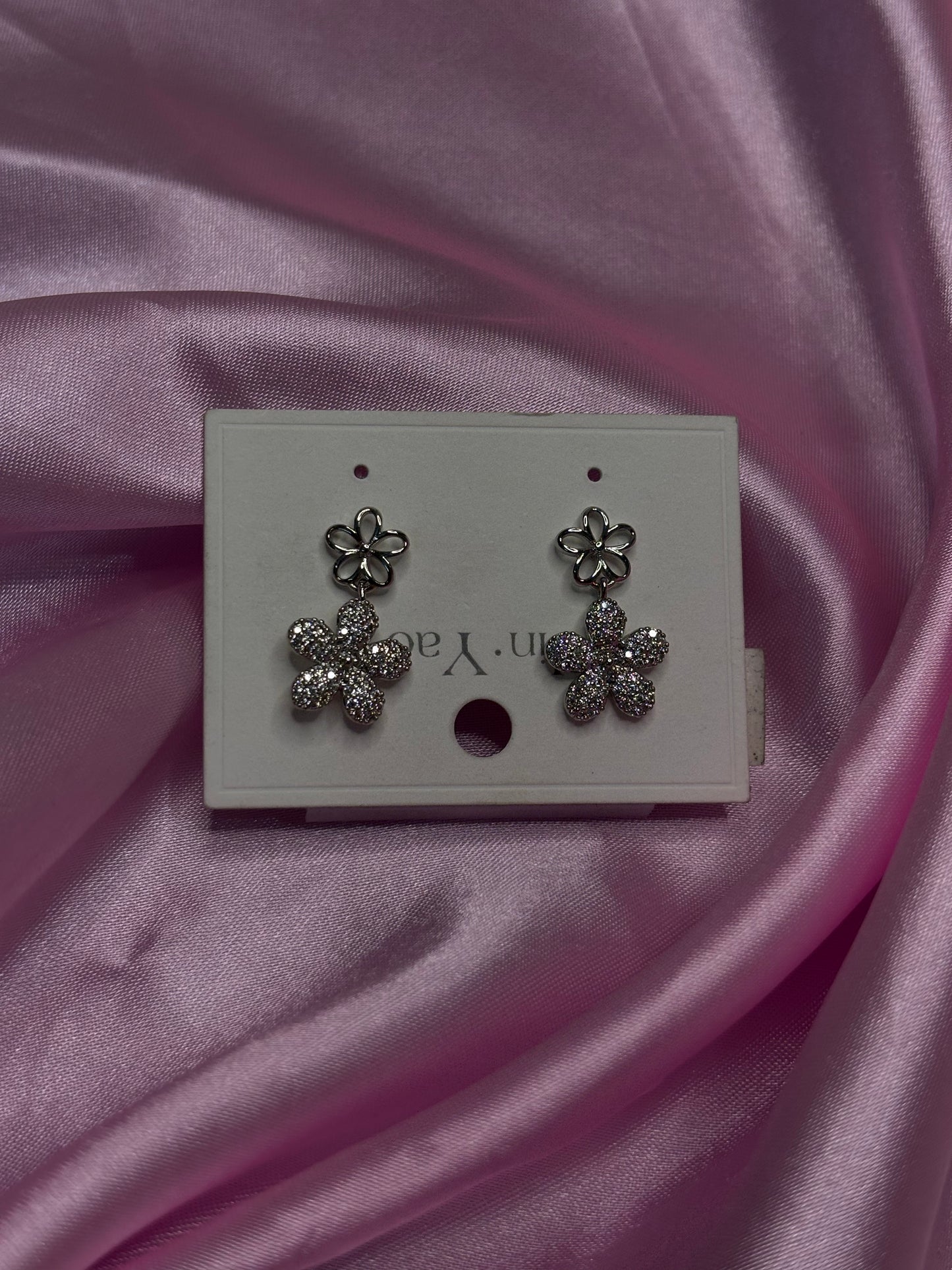 Onyx Bloom Crystal Floral Stud Earrings