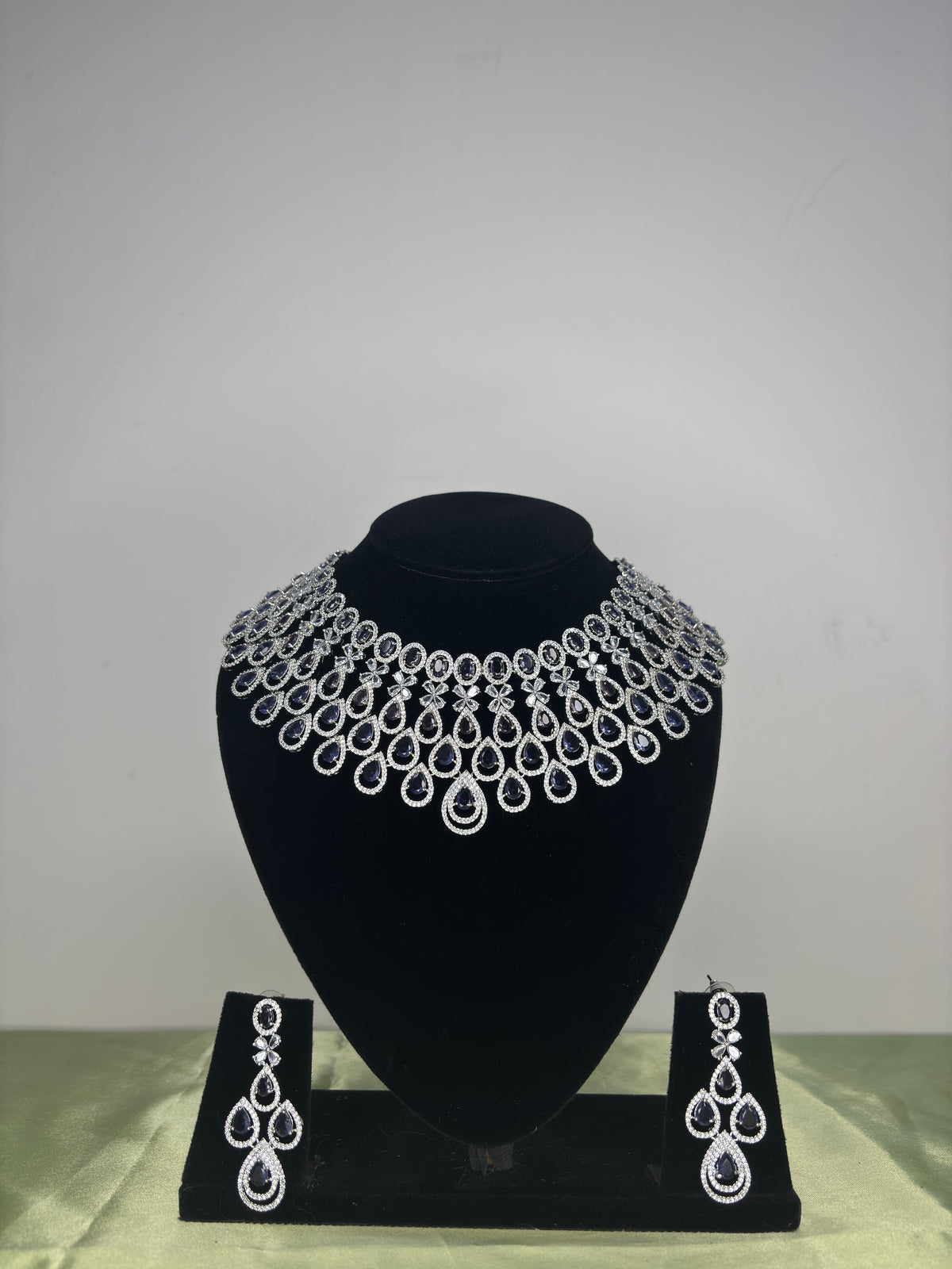 Majestic Multi-Row Diamond-Look High-Neck Bridal Choker Set
