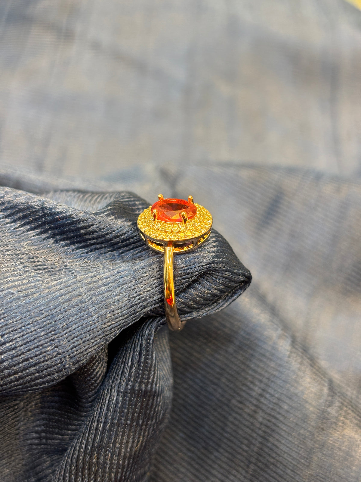 Sunburst Citrine Floral Statement Ring
