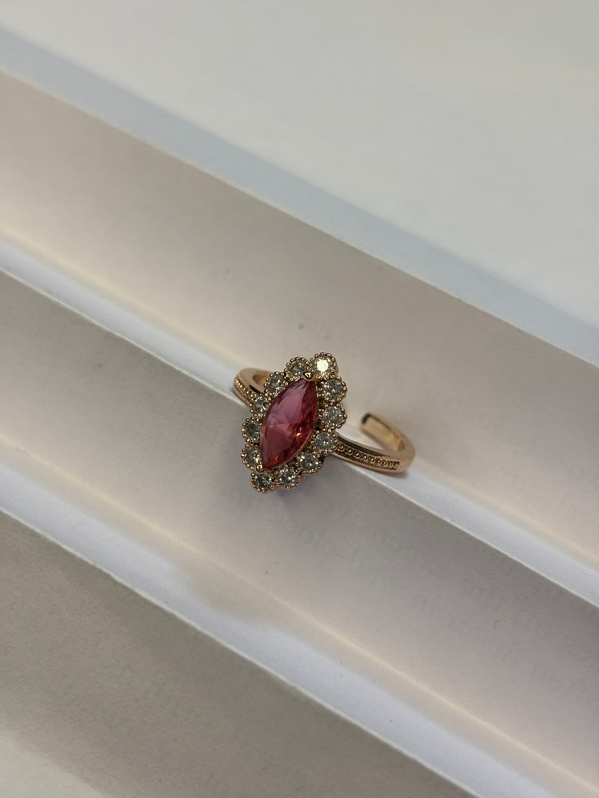 Fuchsia Starburst Marquise Halo Ring