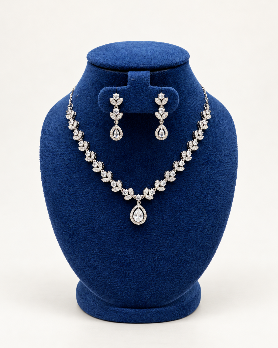 Kaveri Petal Vine Teardrop Necklace Set with Earrings