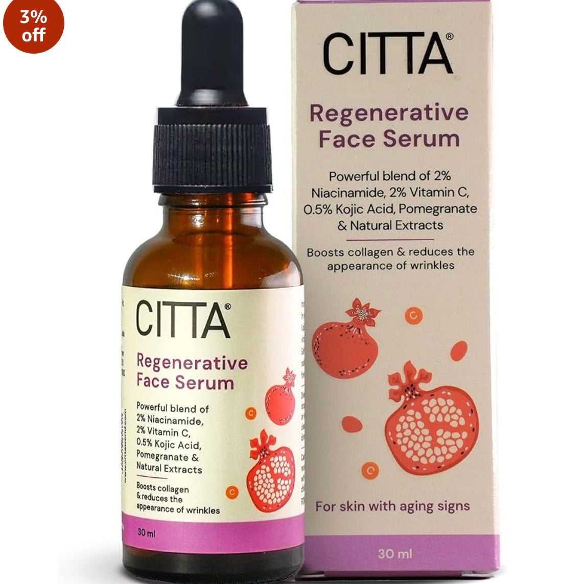 CITTA Regenerative Face Serum (Pomegranate & Niacinamide) | 30 ml