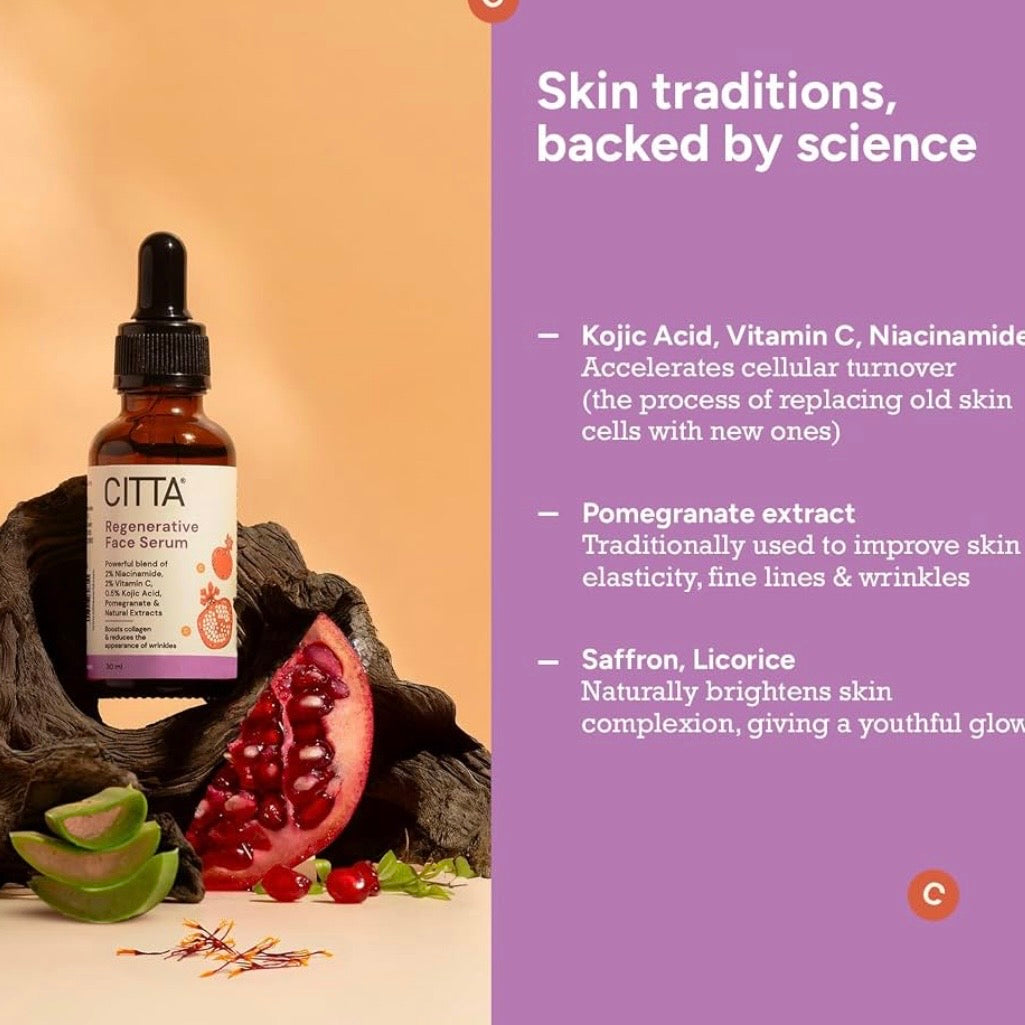 CITTA Regenerative Face Serum (Pomegranate & Niacinamide) | 30 ml