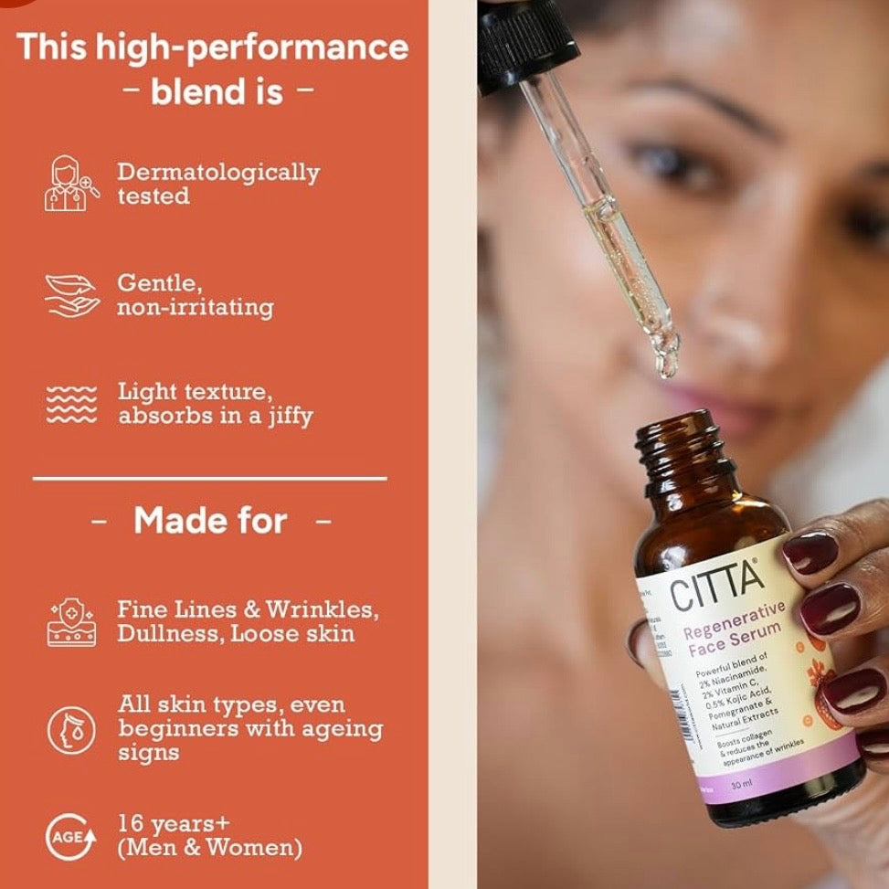 CITTA Regenerative Face Serum (Pomegranate & Niacinamide) | 30 ml