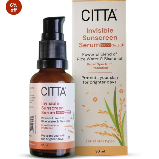 CITTA Invisible Sunscreen Serum SPF 50+ PA++++ (Rice Water & Bisabolol)