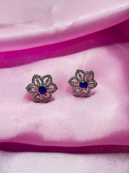 Sapphire Bloom Crystal Stud Earrings