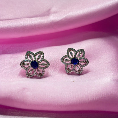 Sapphire Bloom Crystal Stud Earrings