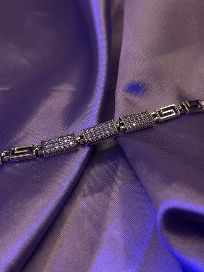 Grecian Key Crystal Bar Bracelet