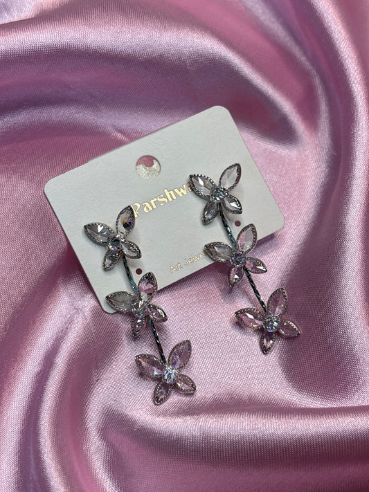 Linear Pearl & Crystal Flutter Drop Earrings
