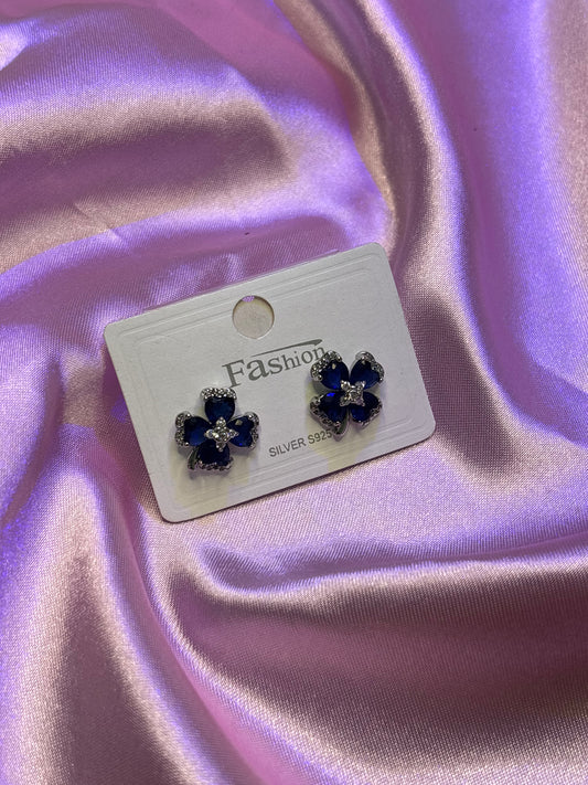 Black Enamel Clover Stud Earrings