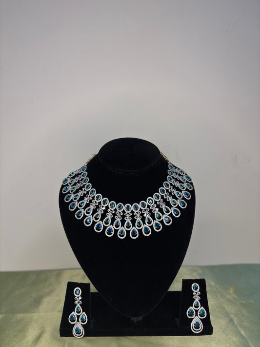 Minimalist Silver-Plated CZ Station Sparkle Necklace Set