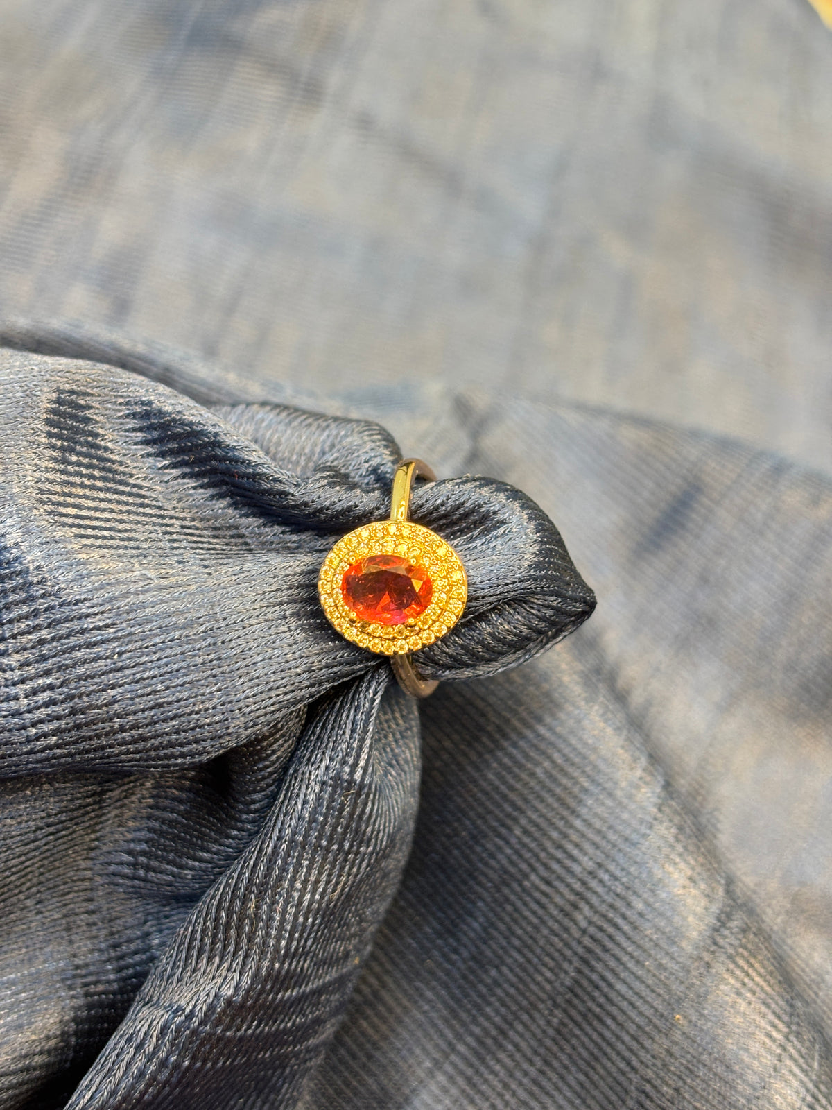 Sunburst Citrine Floral Statement Ring