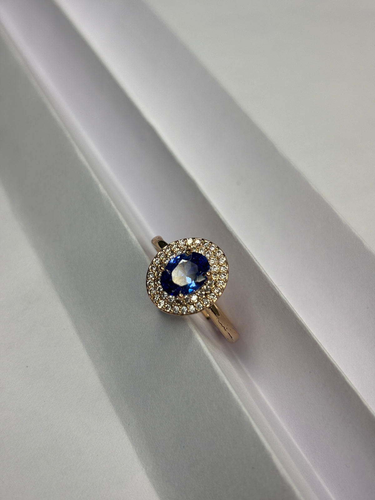 Twilight Sapphire Halo Accent Ring