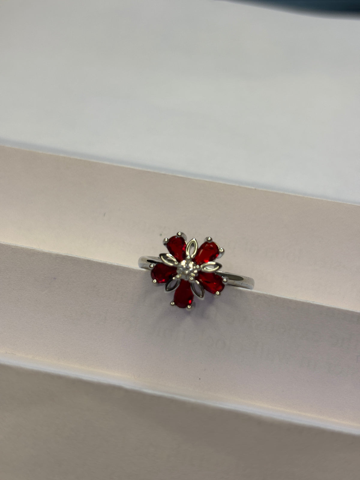 Crimson Blossom Floral Cluster Ring