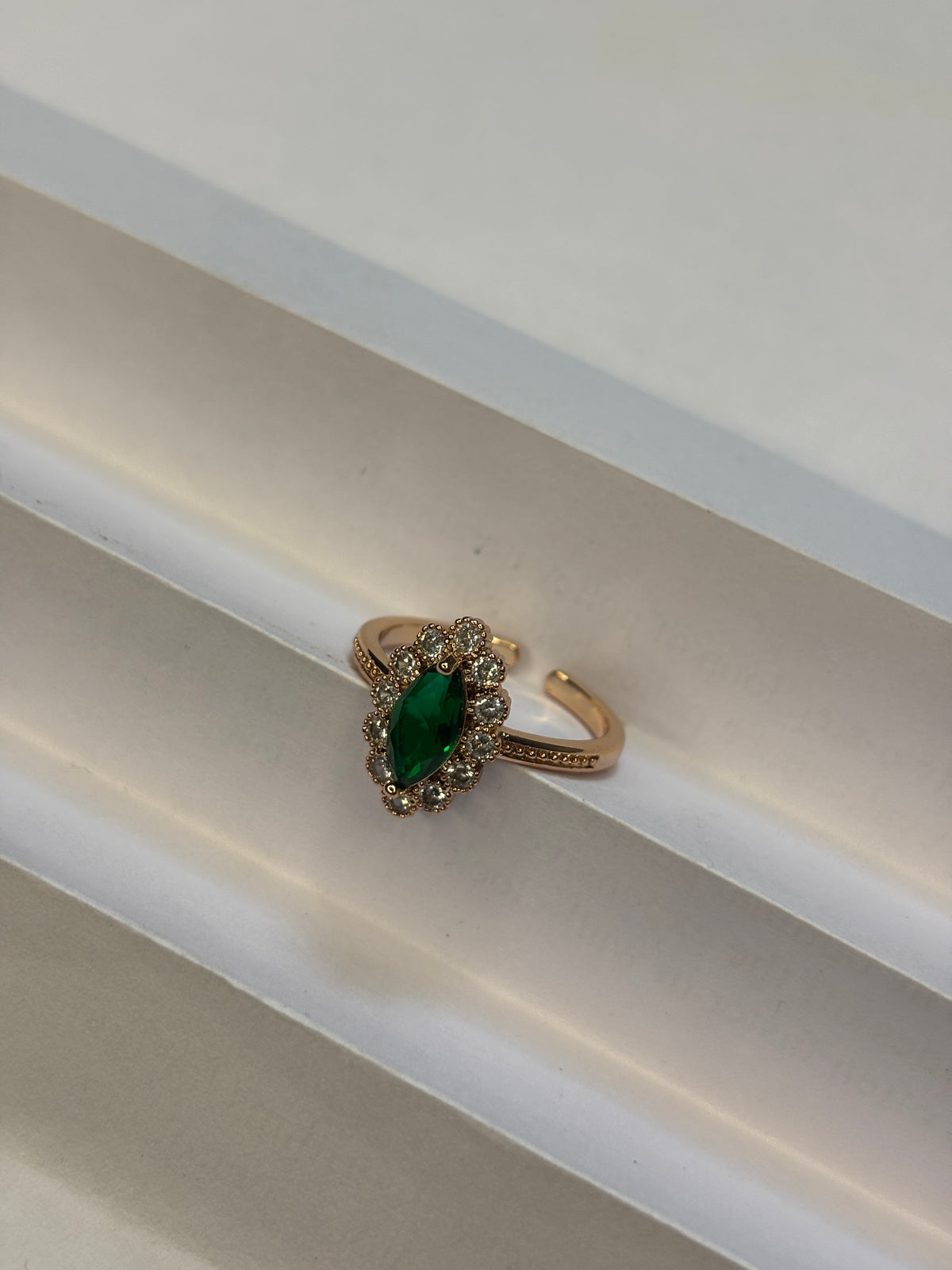 Marquise Forest Crystal Solitaire Ring