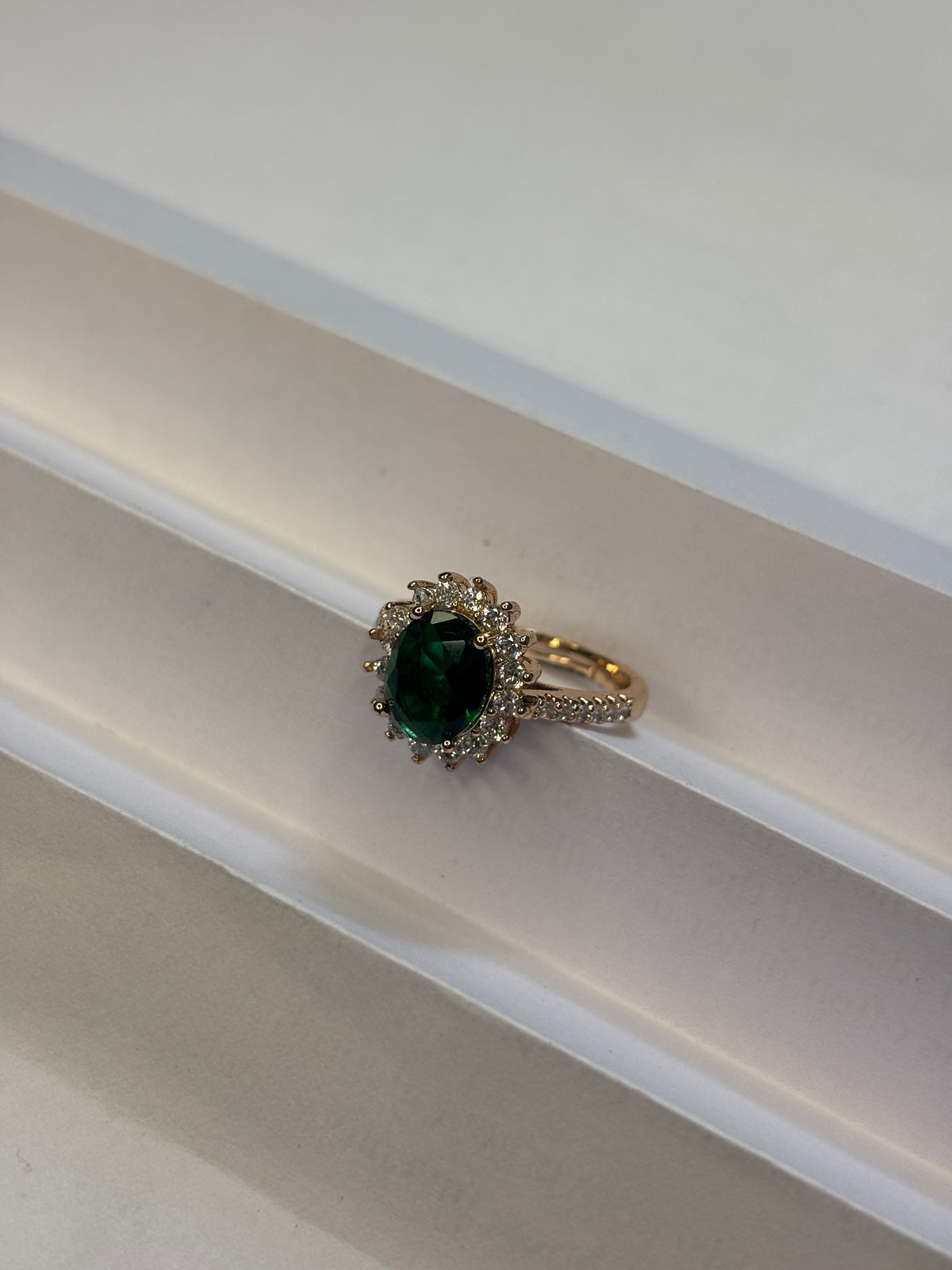 Vintage Emerald Beaded Halo Ring