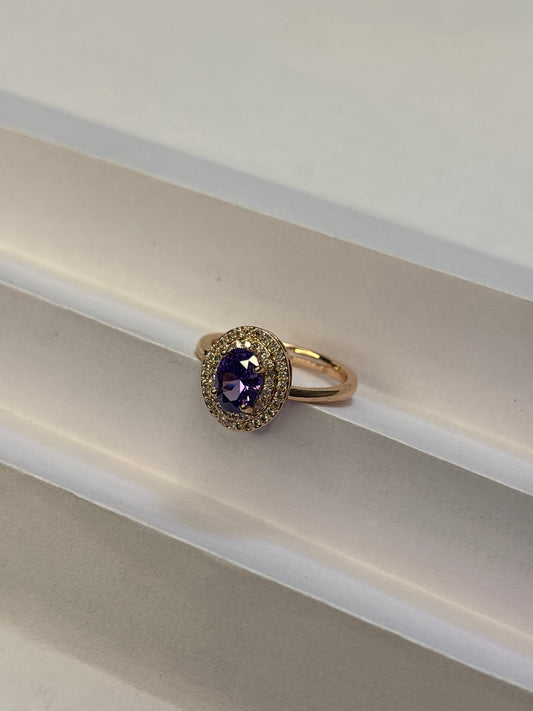 Amethyst Oval Bezel Stacking Ring