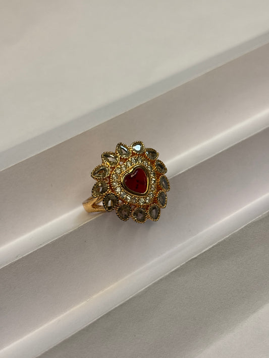 Regal Ruby Sunburst Cocktail Ring