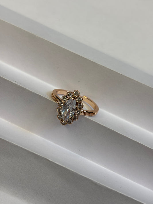 Champagne Crystal Quad Prong Ring