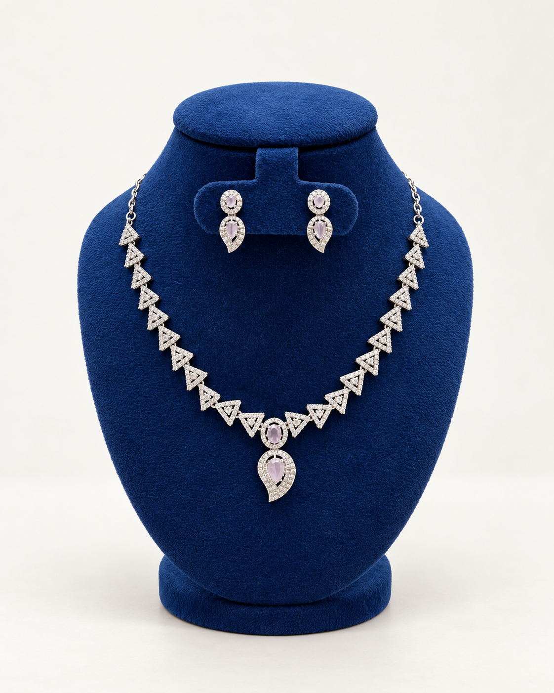Triangle Link Necklace Set with Drop Earrings