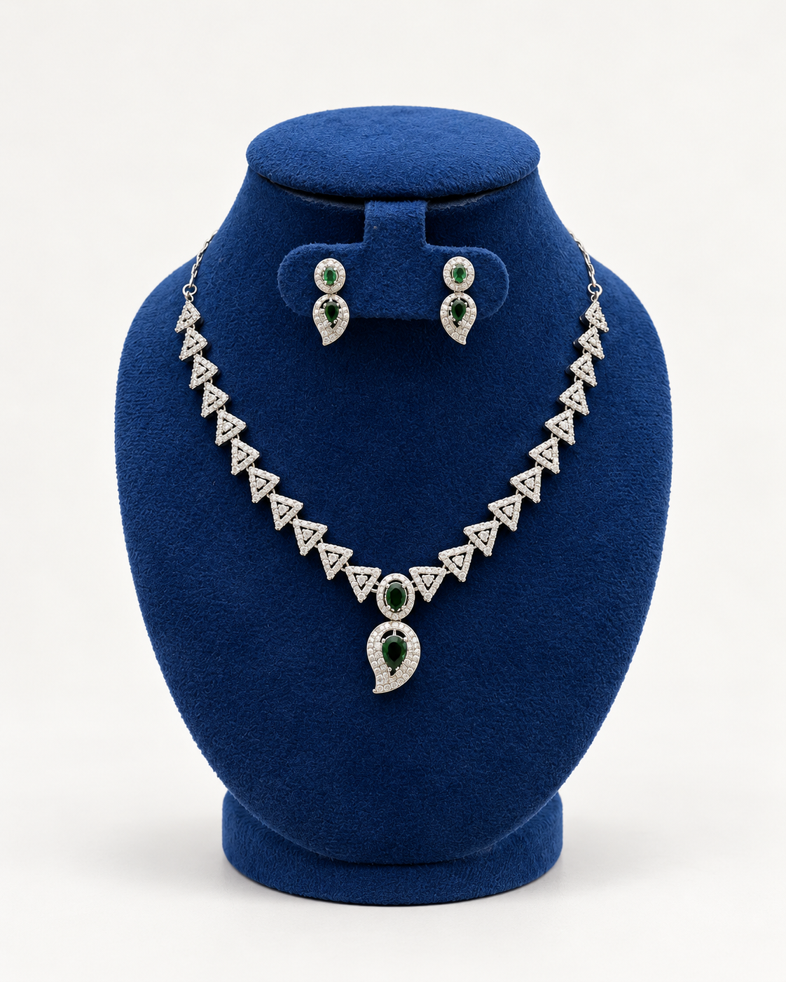 Triangle Link Necklace Set with Drop Earrings