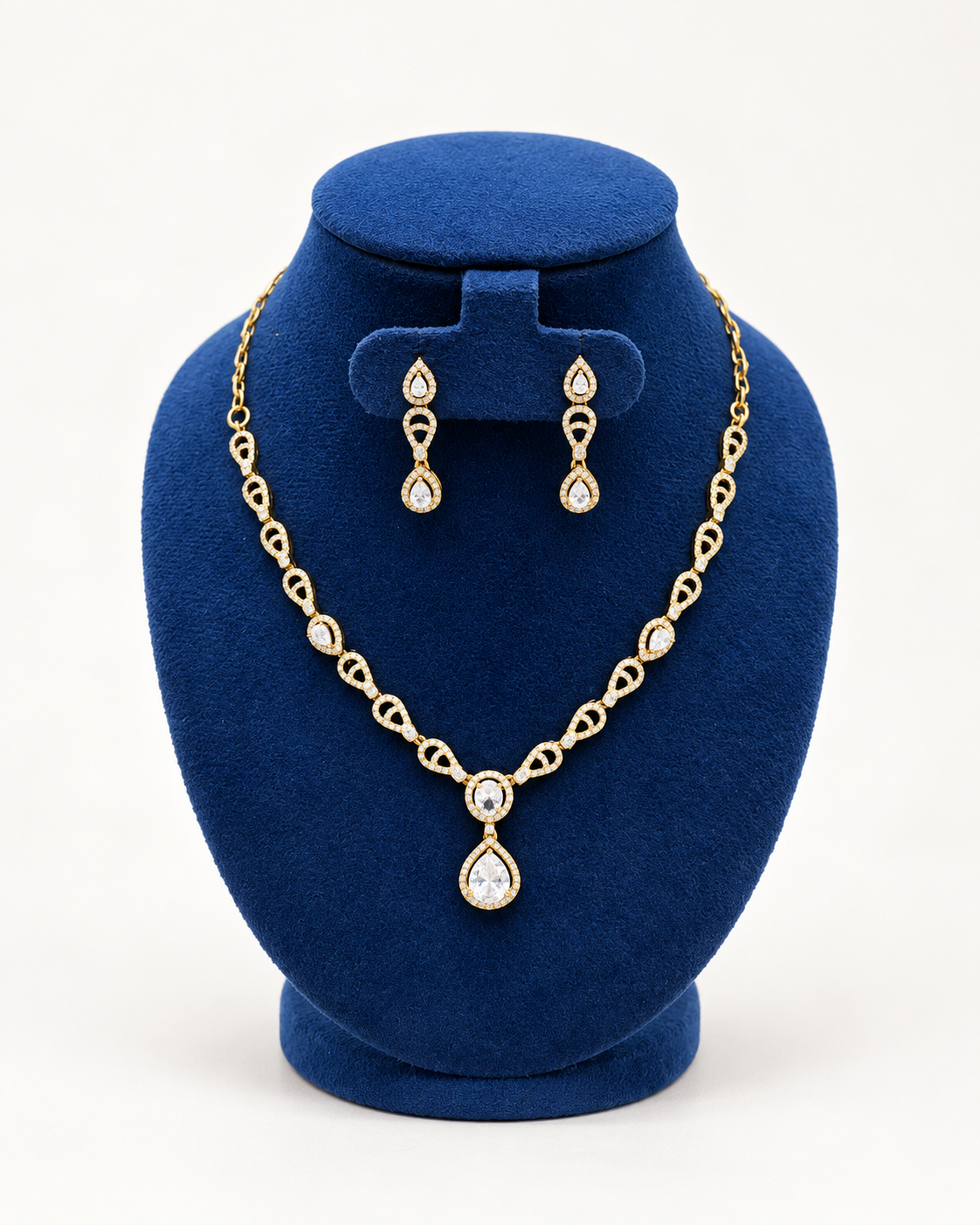 Kaveri Dewdrop Gold-Tone Necklace Set with Earrings